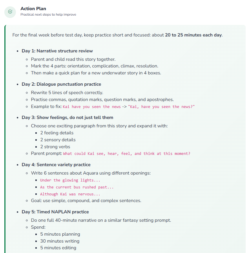 Step-by-step action plan for improvement